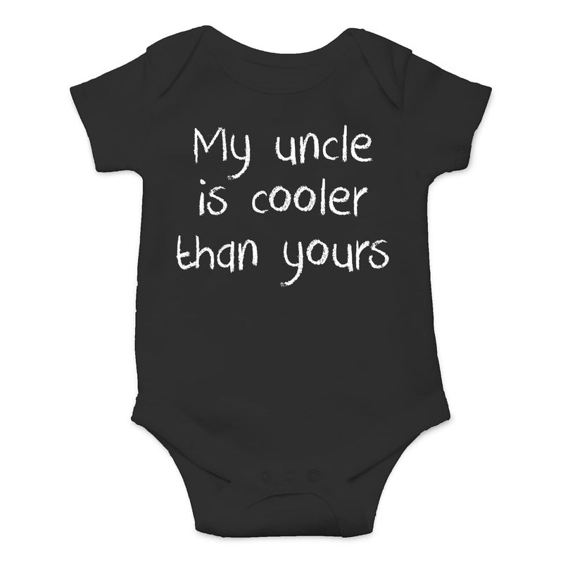 Funnwear My Uncle is Cooler Than Yours - Funny Baby Essentials Bodysuit - Newborn Clothes Baby Romper (6 Months  Black) - Image 1